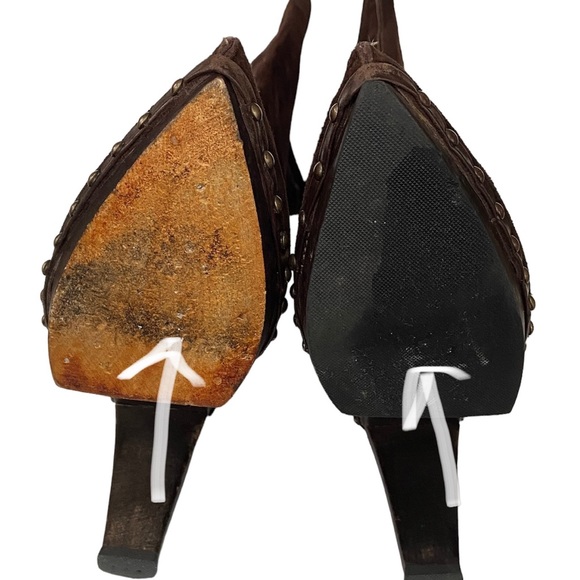 Vintage Goffredo Fantini Brown Suede Boots with Boho Floral Embroidery EU39.5 - Picture 15 of 17